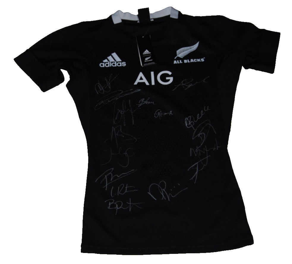 2025-26 NEW ZEALAND ALL BLACKS team signed ADIDAS RUGBY 15 Auto's jersey W/COA