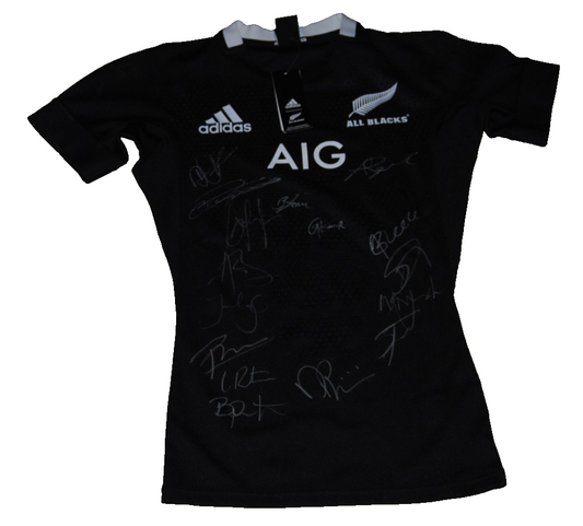 2025-26 NEW ZEALAND ALL BLACKS team signed ADIDAS RUGBY 15 Auto's jersey W/COA
