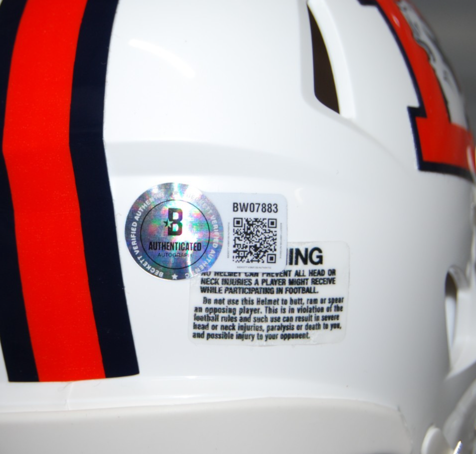 SEAN PAYTON signed (DENVER BRONCOS) mini football helmet BECKETT BAS BW07883