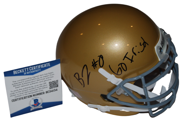 BRADEN LENZY signed (NOTRE DAME IRISH) mini football helmet BECKETT BAS BC34134