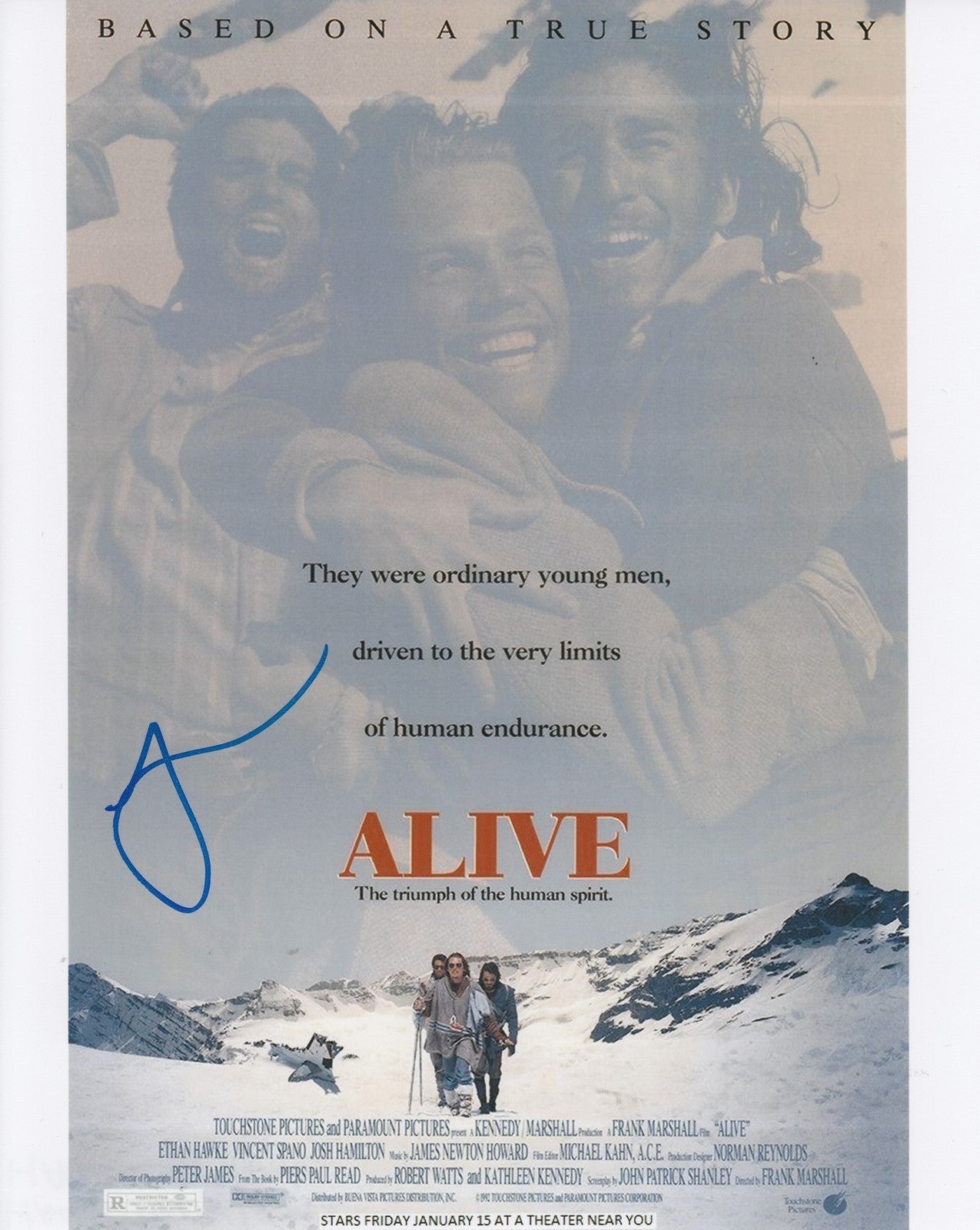 JOSH HAMILTON signed (ALIVE) Movie poster 8X10 photo *Roberto Canessa* W/COA