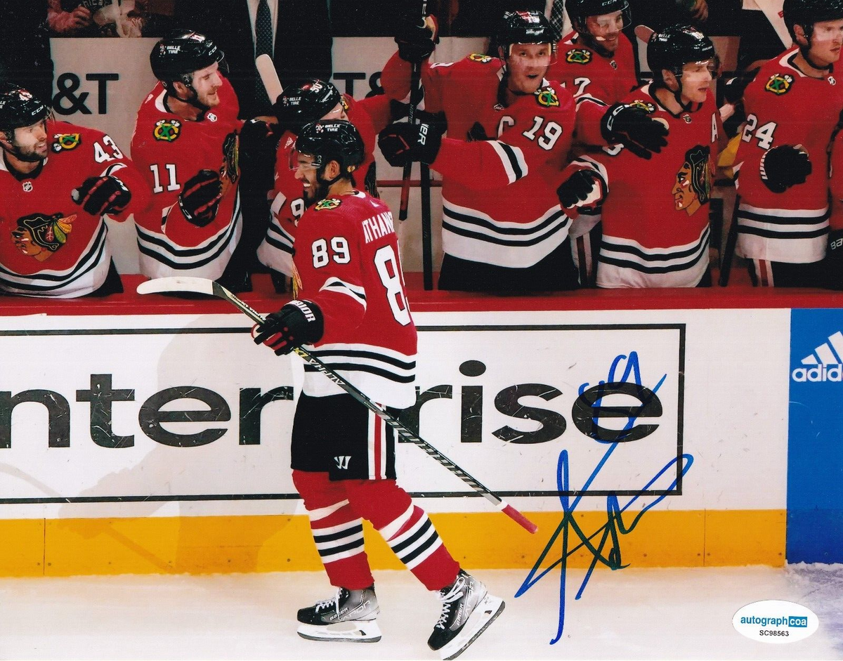ANDREAS ATHANASIOU signed (CHICAGO BLACKHAWKS) Hockey 8X10 photo ACOA SC98563