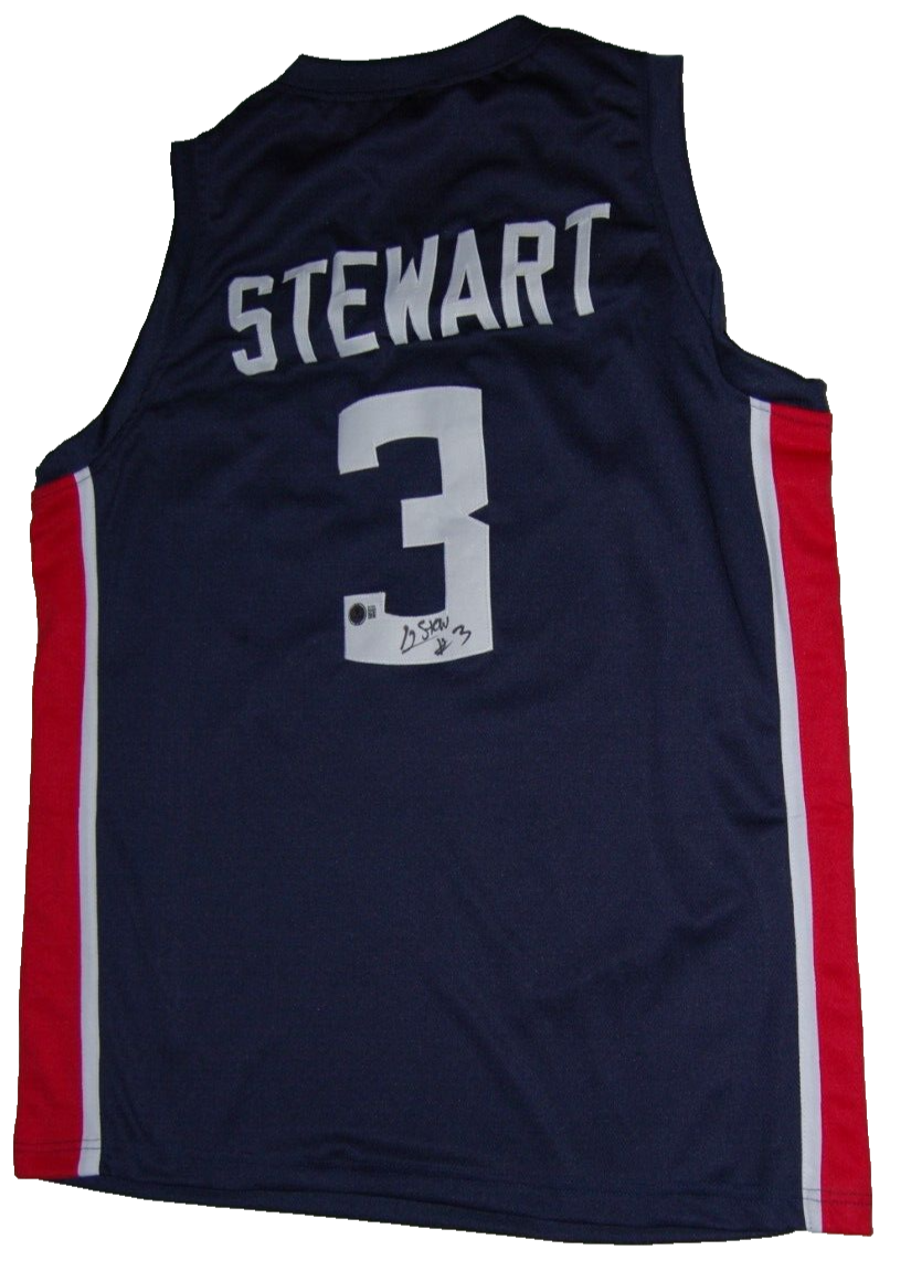 JAYLIN STEWART signed (UCONN HUSKIES) custom basketball jersey BECKETT BR25894