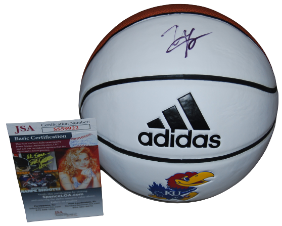 MARIO CHALMERS signed (KANSAS JAYHAWKS) Mini 7" basketball JSA COA SS59922
