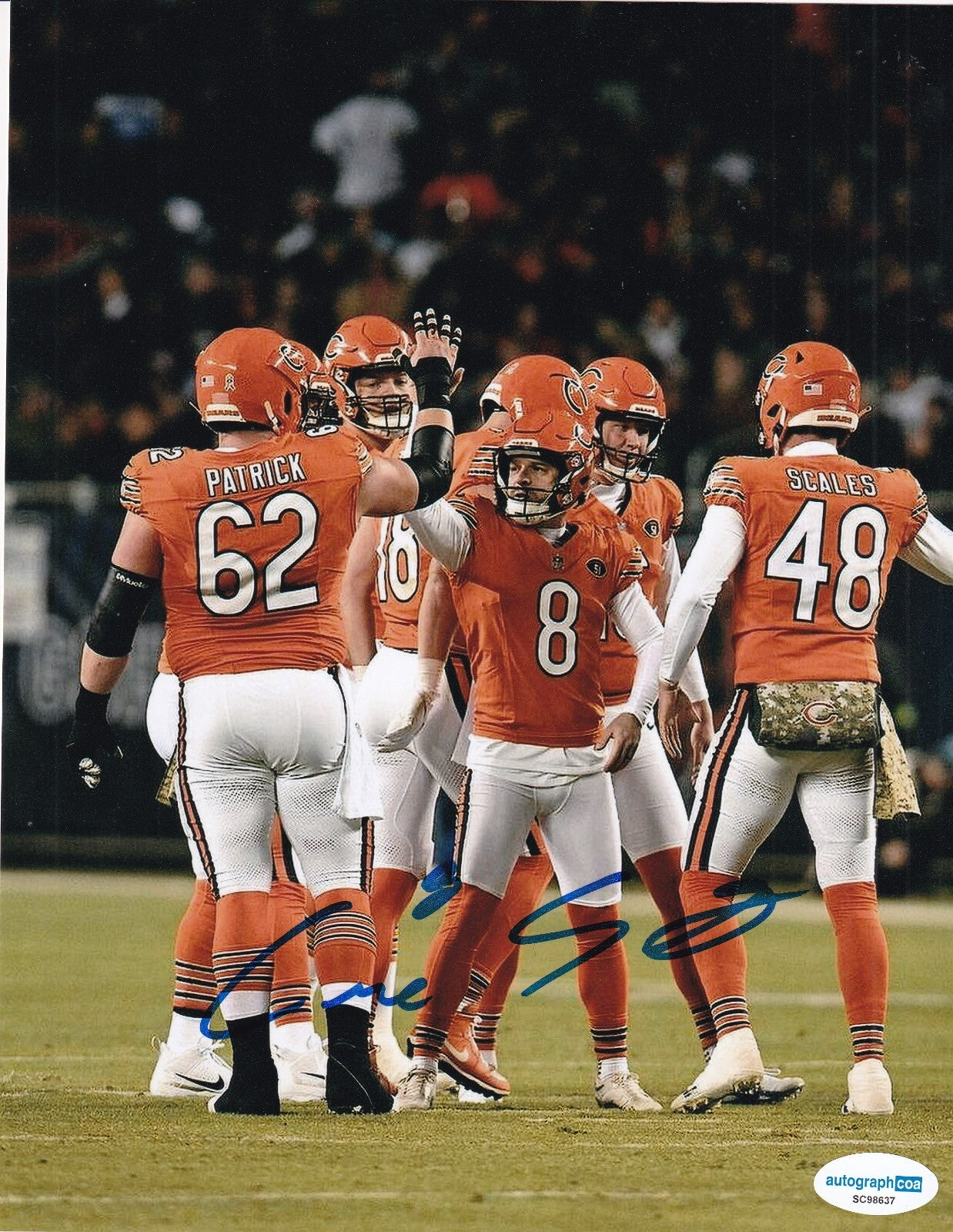 CAIRO SANTOS signed (CHICAGO BEARS) autograph football 8X10 photo ACOA SC98637
