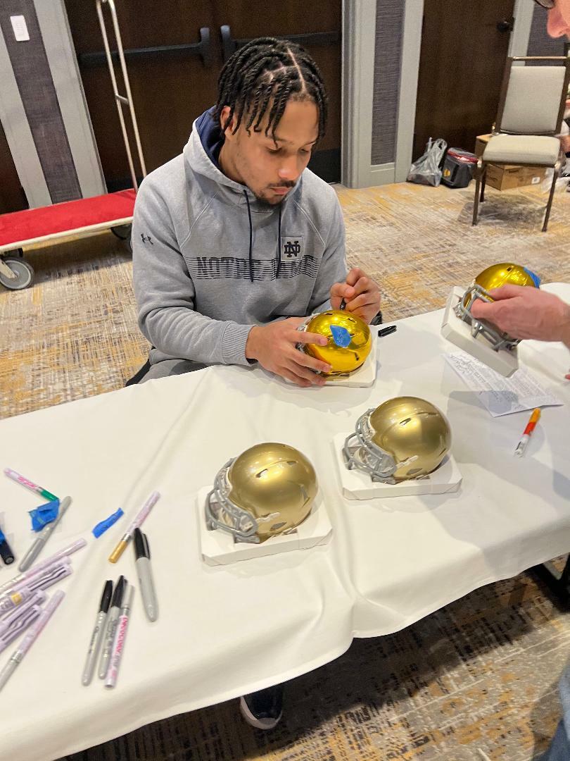 CHRIS TYREE signed (NOTRE DAME IRISH) The Jet Speed mini football helmet JSA