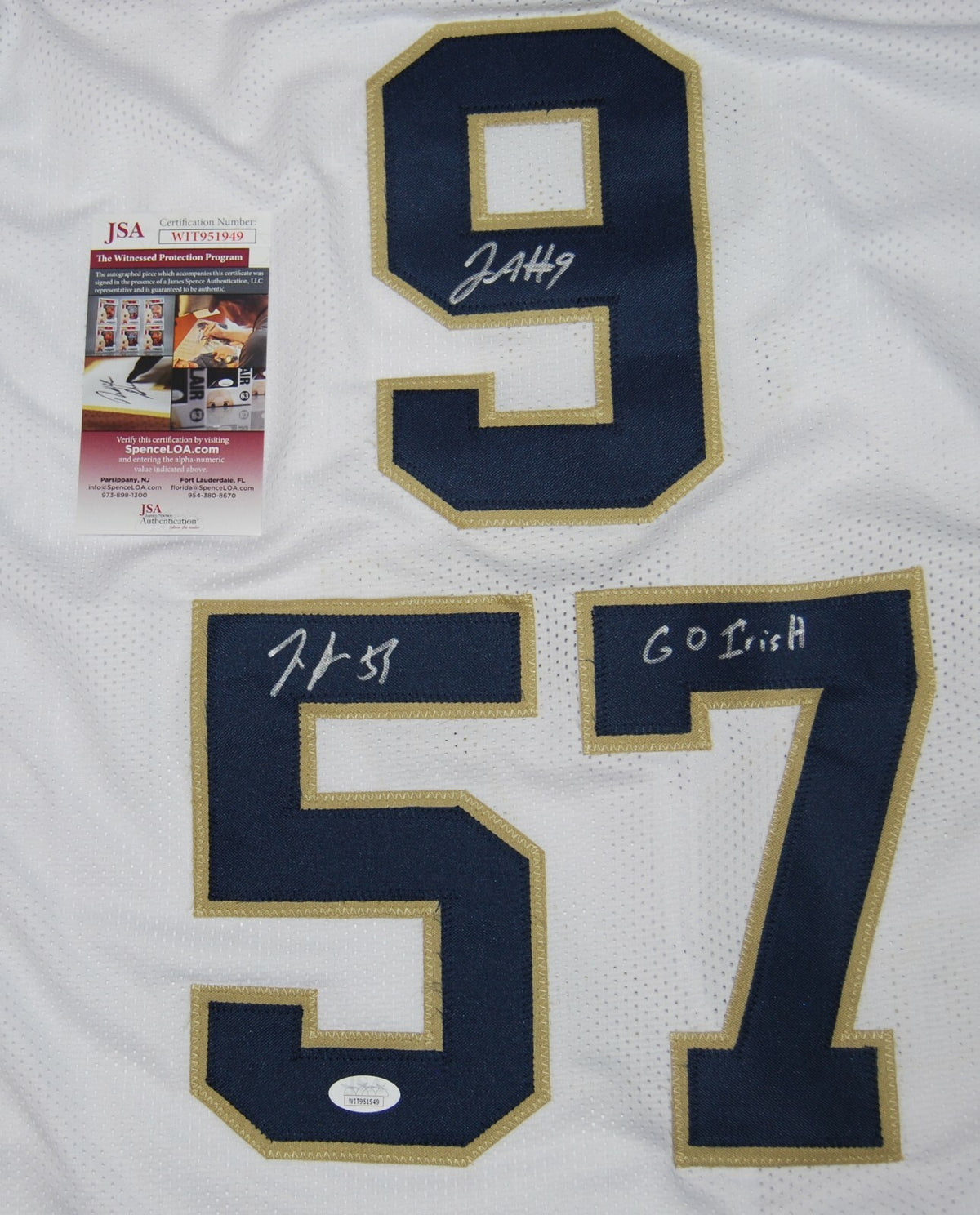 JUSTIN & JAYSON ADEMILOLA signed (NOTRE DAME FIGHTING IRISH) White XL jersey JSA