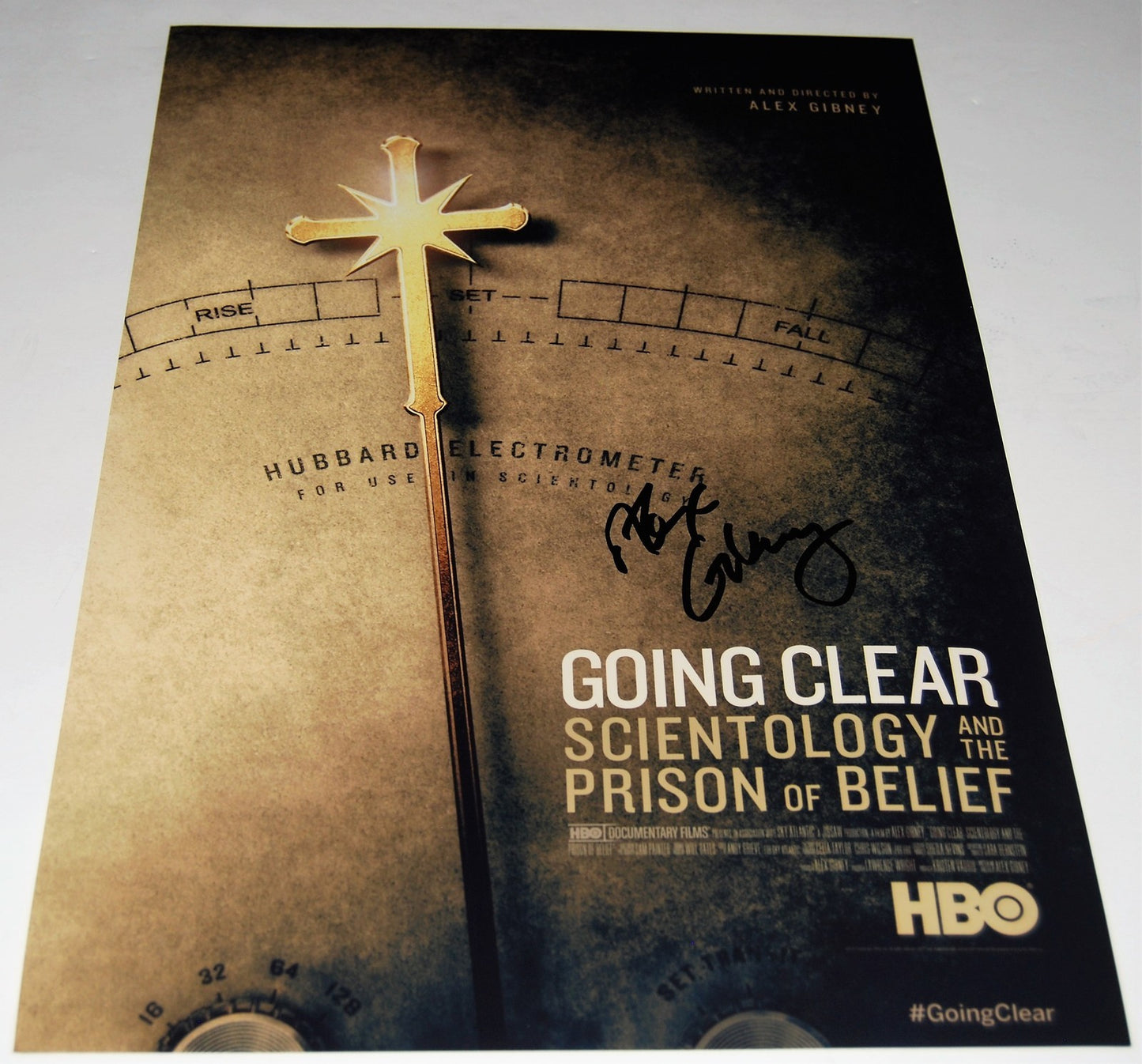 ALEX GIBNEY signed (GOING CLEAR SCIENTOLOGY & PRISON) 12X18 movie poster W/COA