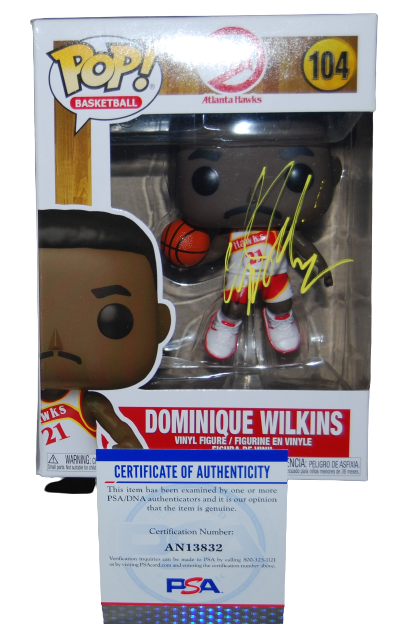 DOMINIQUE WILKINS signed (ATLANTA HAWKS) #104 Funko Pop PSA/DNA AN13832