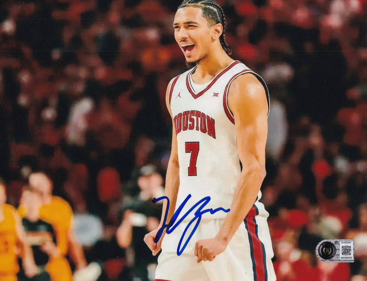 MILOS UZAN signed (HOUSTON COUGARS) basketball 8X10 photo BECKETT BY085600