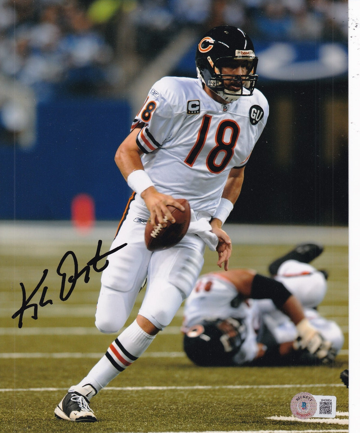 KYLE ORTON signed (CHICAGO BEARS) football 8X10 photo BAS BECKETT W408804
