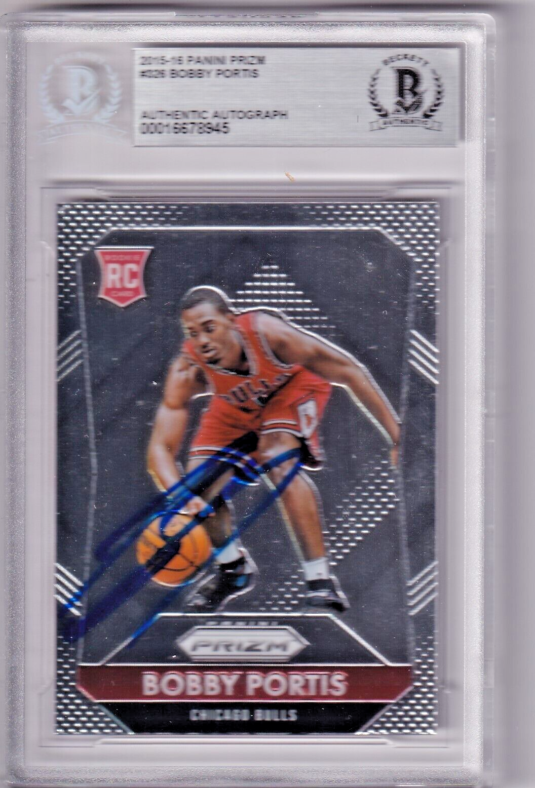BOBBY PORTIS signed (2015-16 PANNINI PRIZM) #326 Rookie BULLS card BECKETT BAS