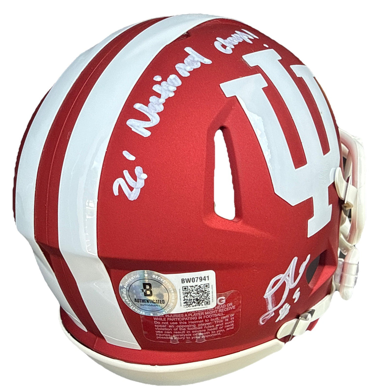 D'ANGELO PONDS signed (INDIANA HOOSIERS) Mini football helmet BECKETT BW07941