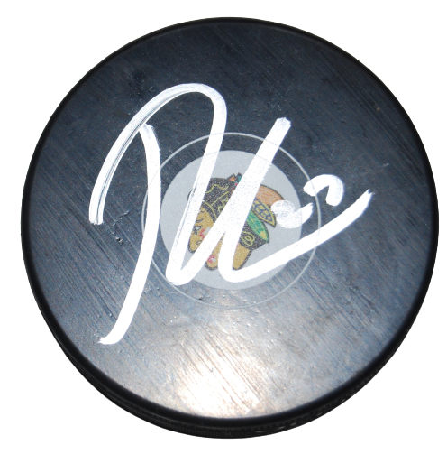 LUKAS REICHEL signed (CHICAGO BLACKHAWKS) Hockey logo puck BECKETT BAS AD27399