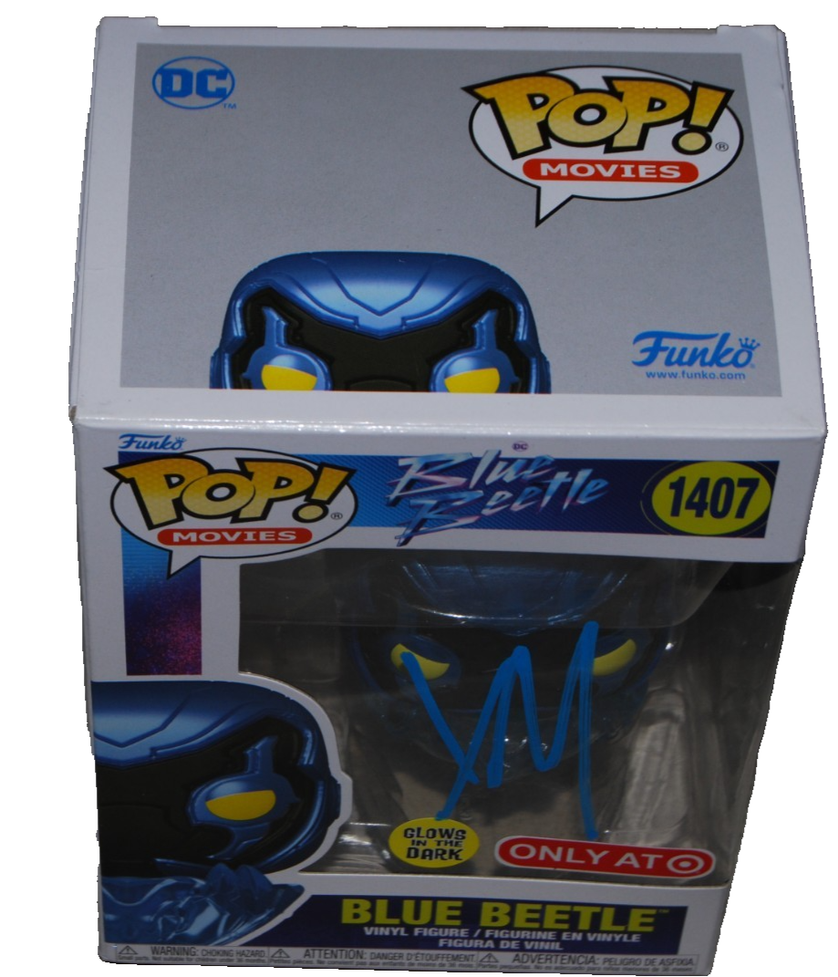 XOLO MARIDUENA signed (BLUE BEETLE) #1407 Glows Funko Pop BECKETT BAS BV13308