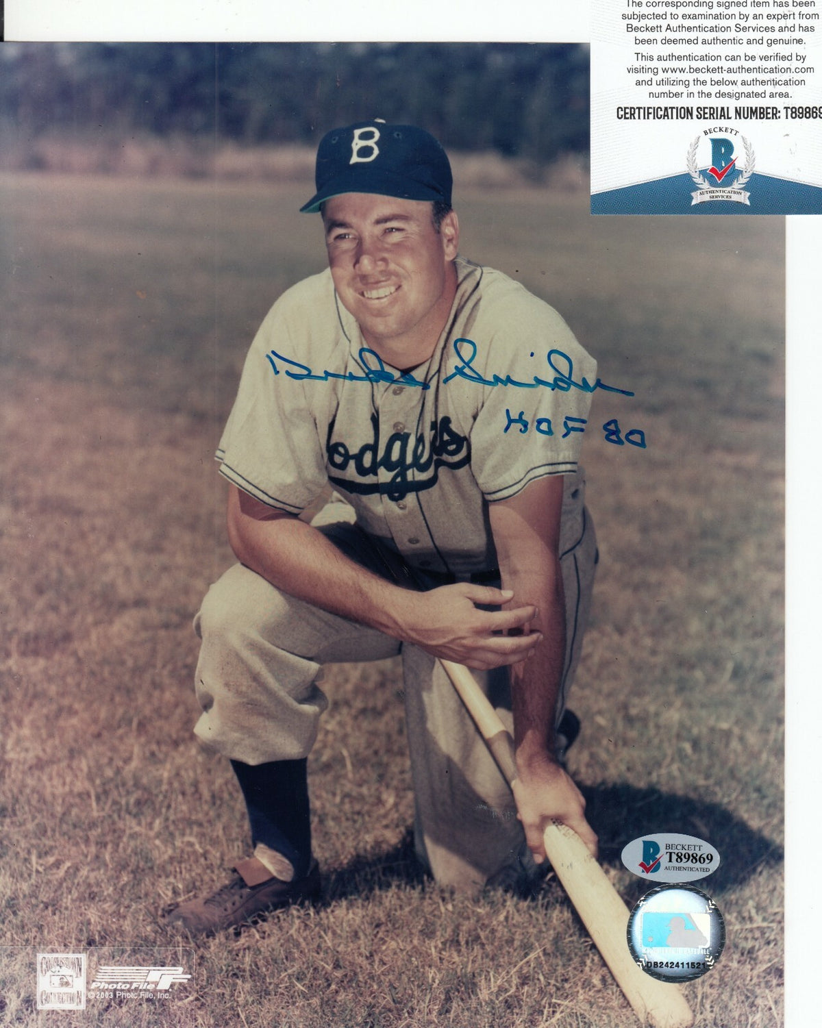 DUKE SNIDER signed (BROOKLYN DODGERS) Baseball 8X10 photo BECKETT BAS T89869