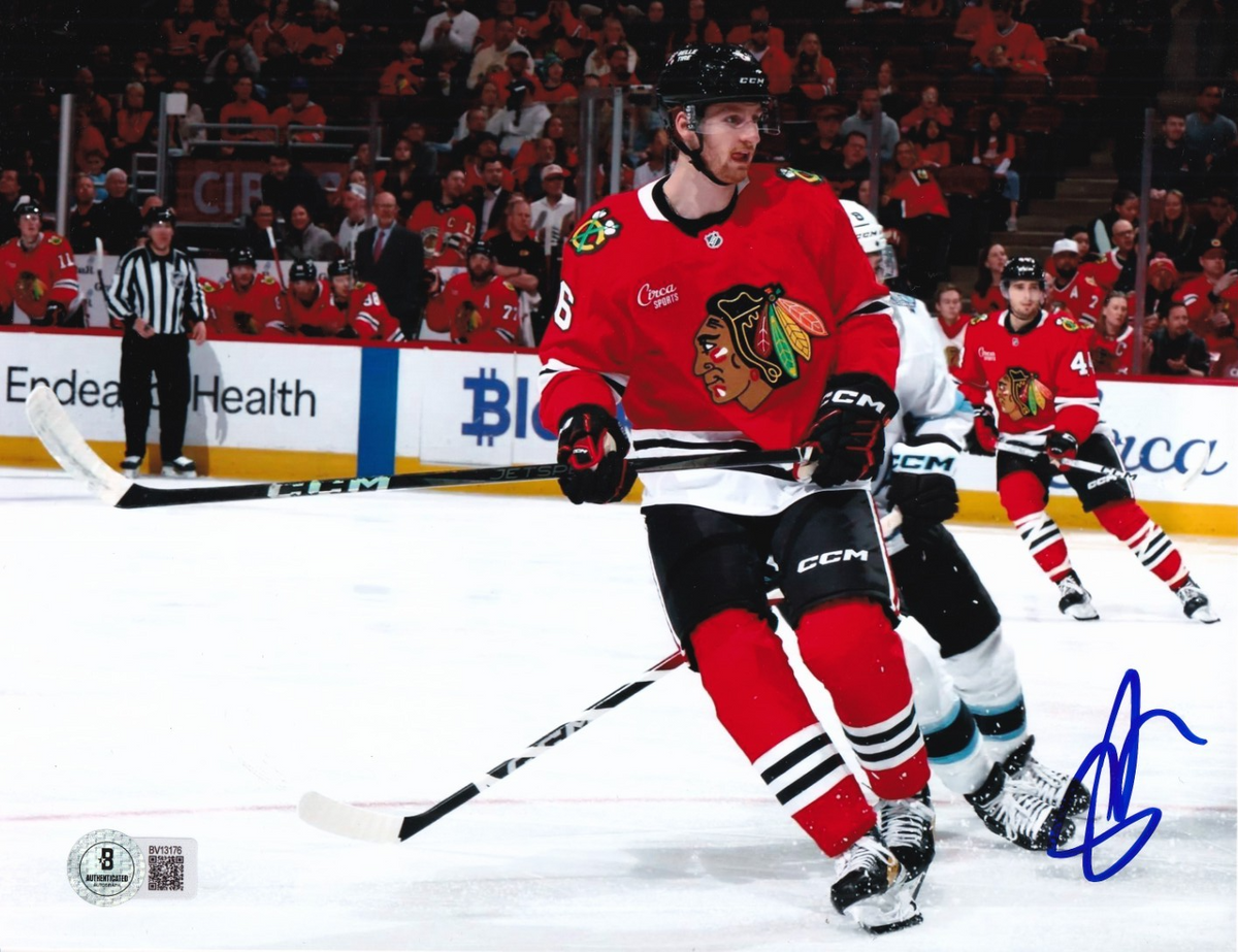 SAM RINZEL signed (CHICAGO BLACKHAWKS) Hockey 8X10 photo BECKETT BV13176