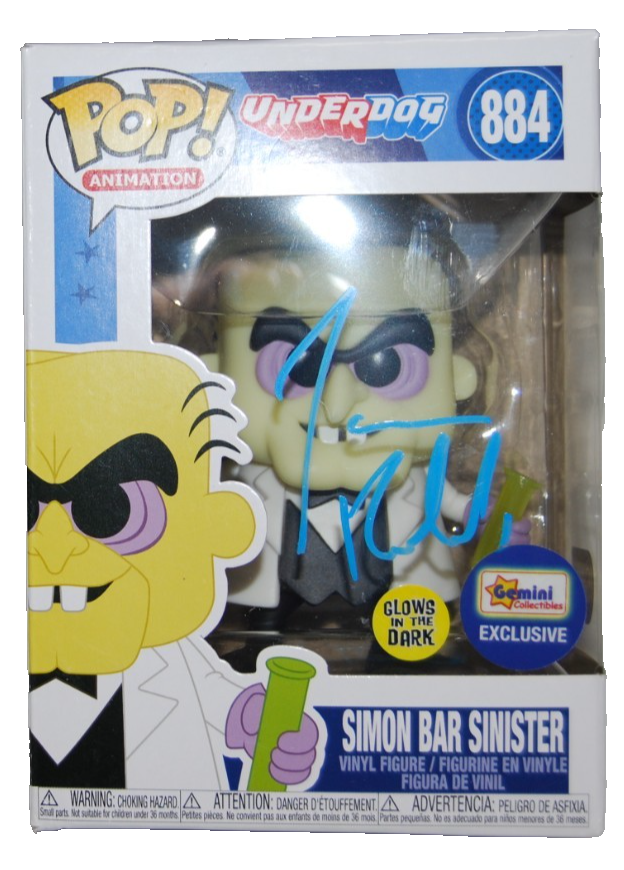 JIM BELUSHI signed (UNDERDOG) #1884 Simon Bar Funko Pop BECKETT BY085888