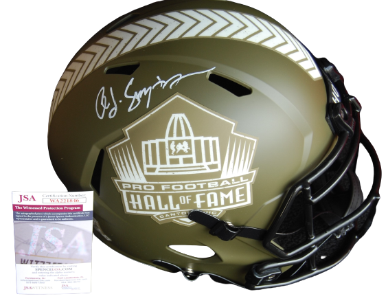 O.J. SIMPSON signed (HALL OF FAME) SALUTE TO SERVICE F/S helmet JSA WA221846