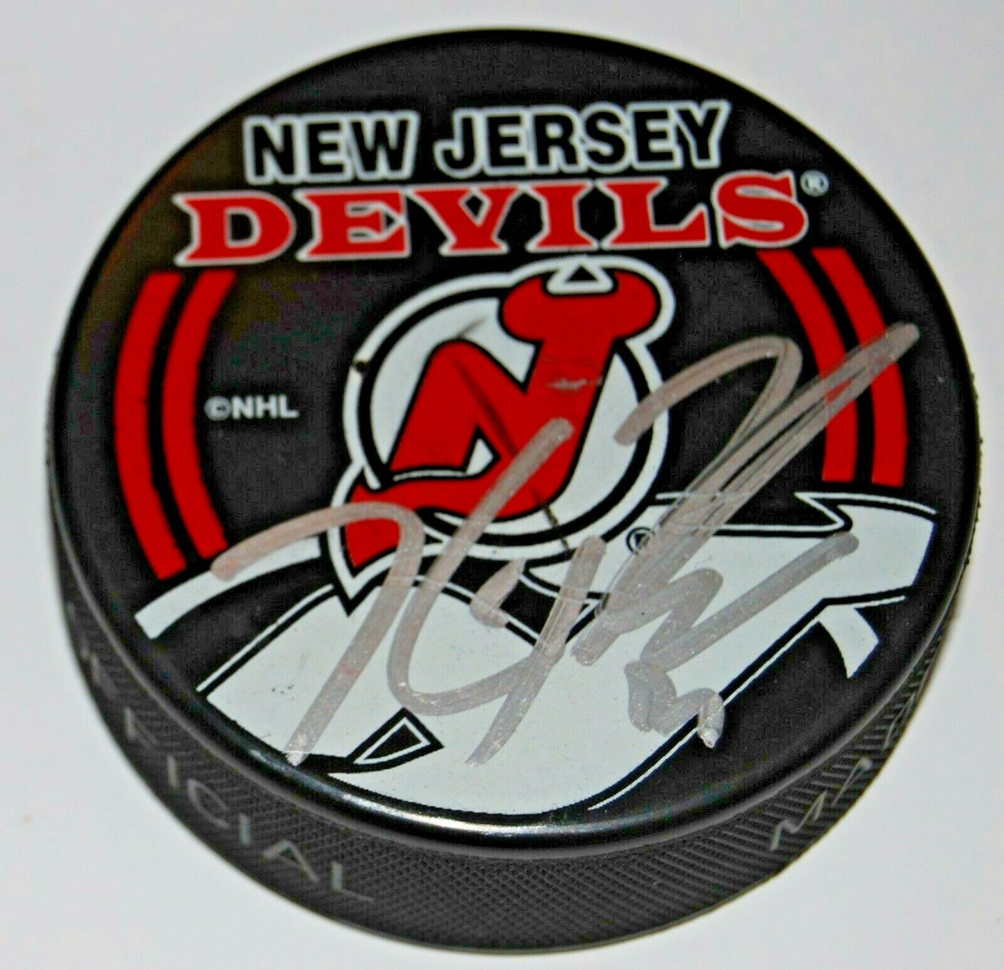 KYLE PALMIERI signed (NEW JERSEY DEVILS) autographed hockey puck W/COA #21