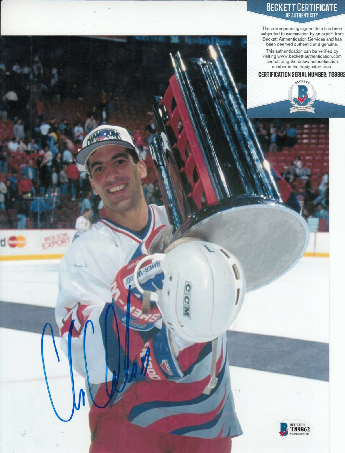 CHRIS CHELIOS signed (CANADIENS BLACKHAWKS) Hockey 8X10 photo BECKETT BAS T89862