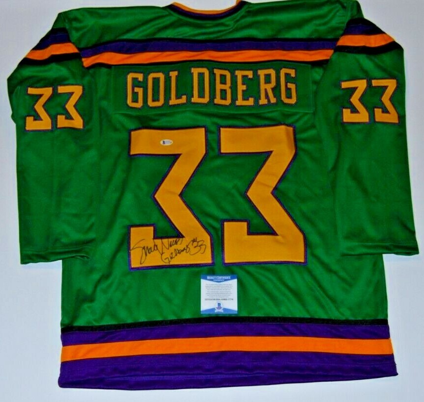 SHAUN WEISS signed (MIGHTY DUCKS) Green custom XL Goldberg jersey BECKETT BAS