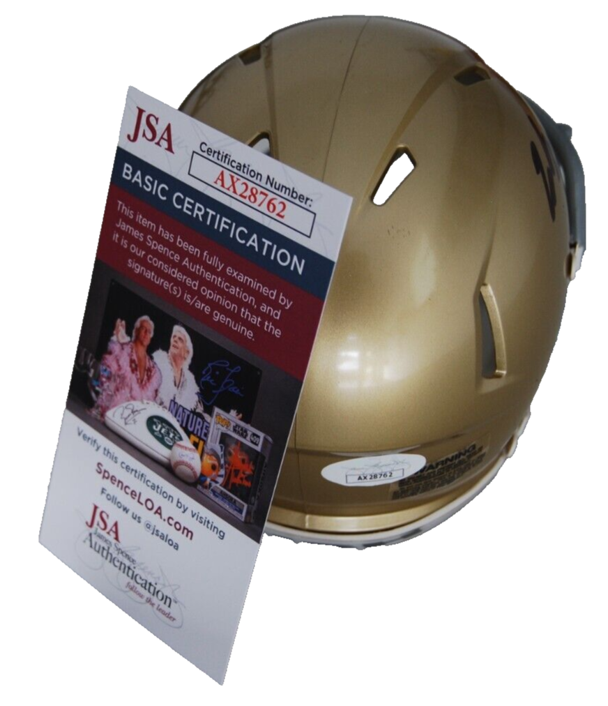 JADEN GATEHOUSE signed NOTRE DAME FIGHTING IRISH mini football helmet JSAAX28762