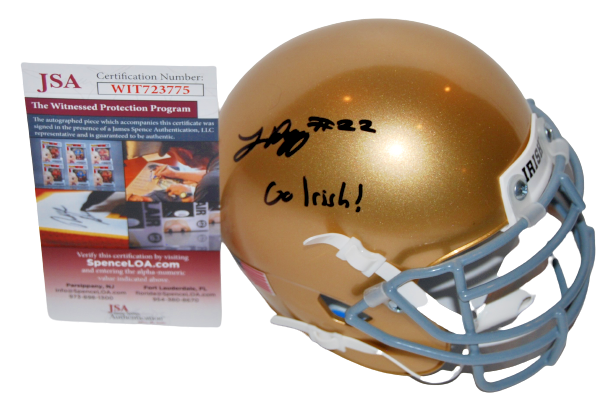LOGAN DIGGS signed (NOTRE DAME FIGHTING IRISH)Go Irish mini football helmet JSA 