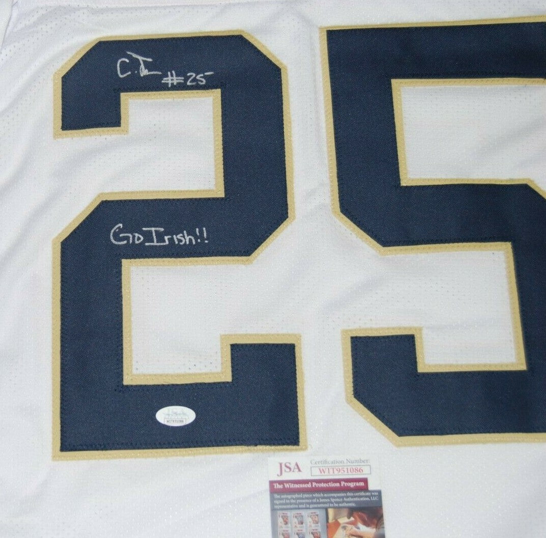 CHRIS TYREE signed (NOTRE DAME FIGHTING IRISH) White Go Irish custom jersey JSA 