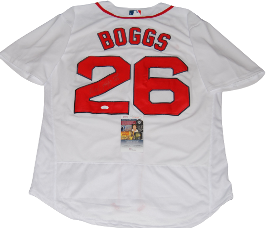 WADE BOGGS signed (BOSTON RED SOX) Faded White Stitched custom jersey JSA 