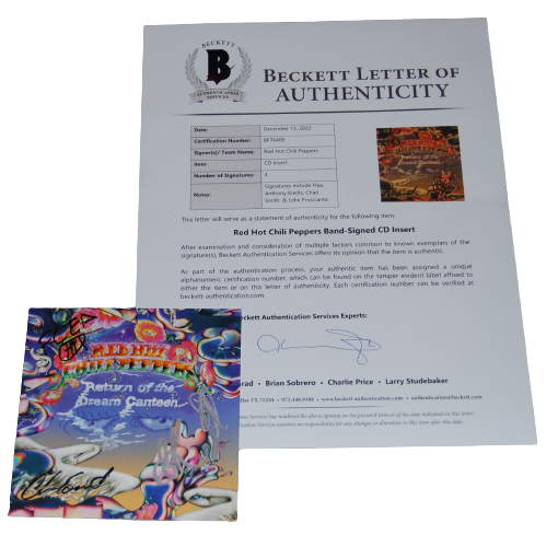 RED HOT CHILLI PEPPERS group signed (RETURN OF THE DREAM) CD BECKETT BAS BF76409