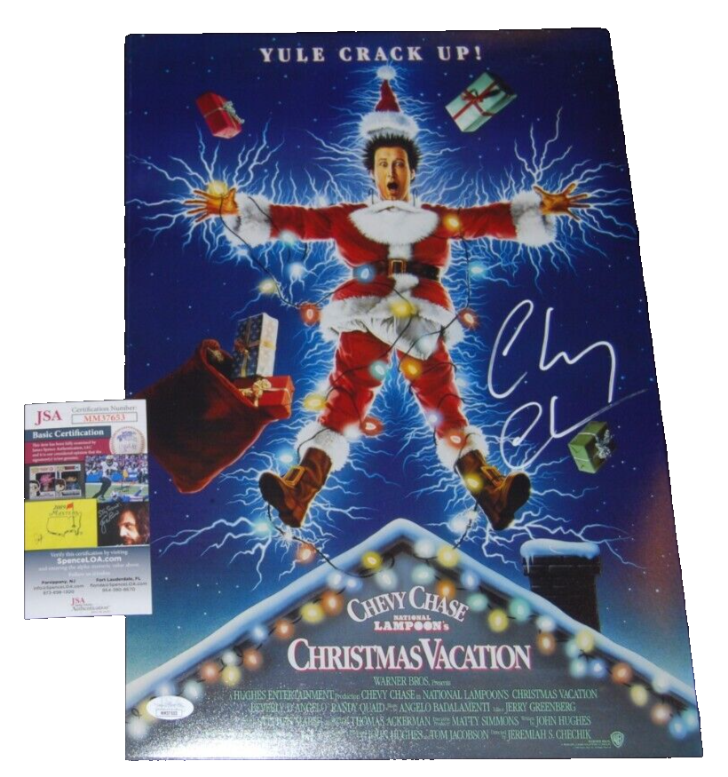 CHEVY CHASE signed (CHRISTMAS VACATION) Griswold 12x18 Movie poster photo JSA