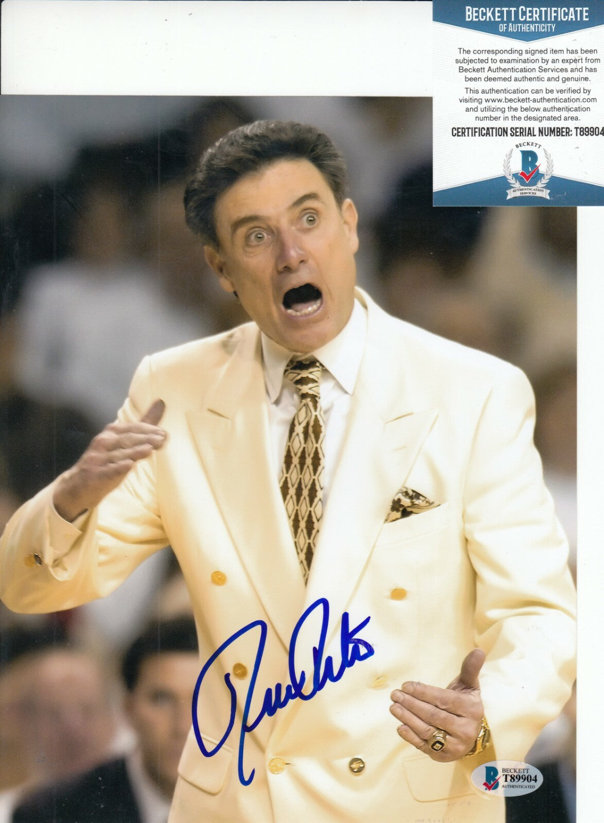 RICK PITINO signed (KENTUCKY WILDCATS) Basketball 8X10 photo BECKETT BAS T89904