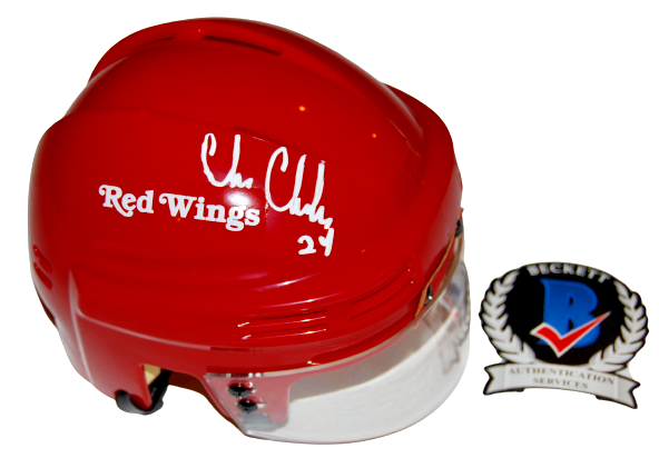 CHRIS CHELIOS signed (DETROIT RED WINGS) mini hockey helmet BECKETT BAS #2