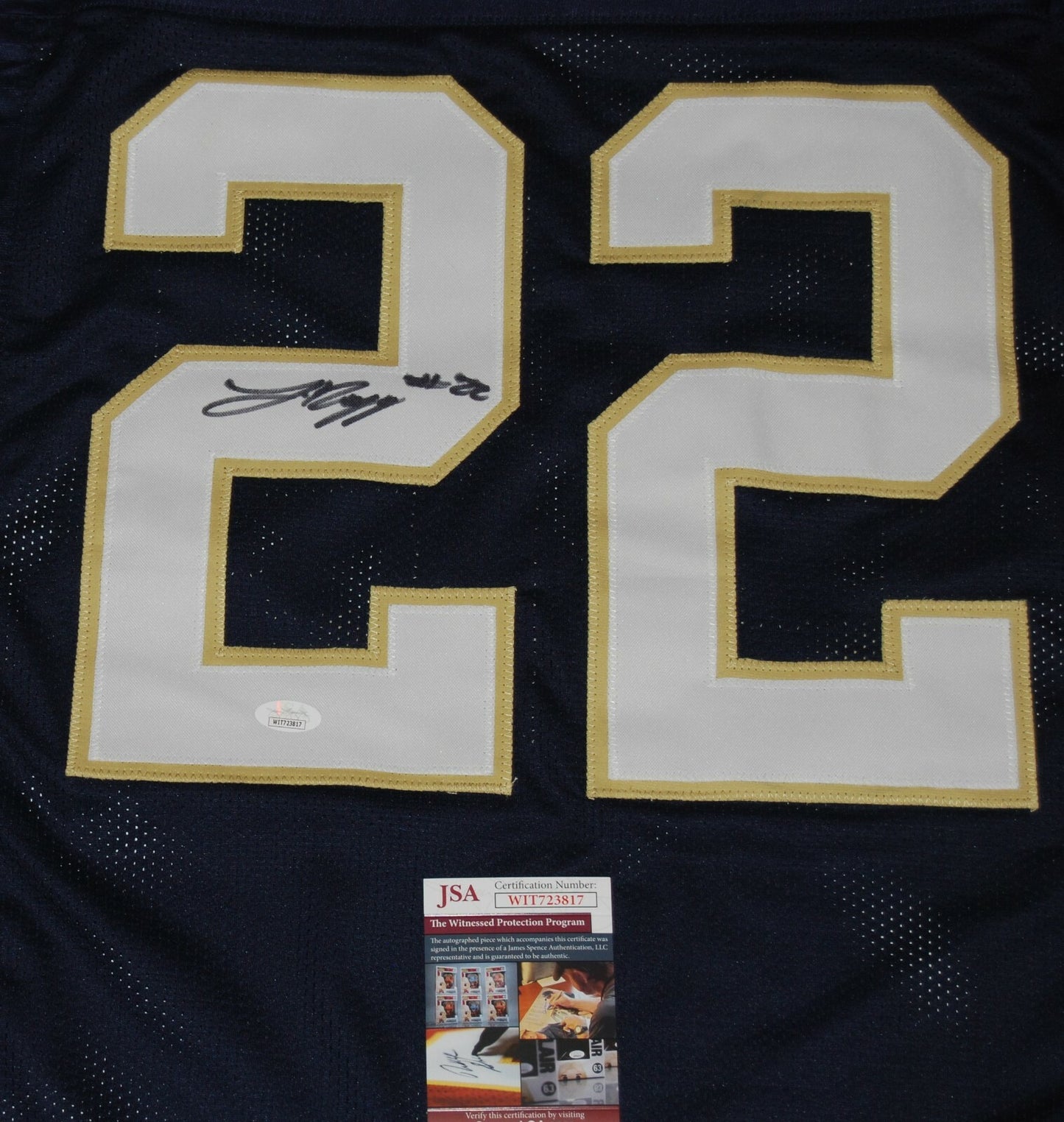 LOGAN DIGGS signed (NOTRE DAME FIGHTING IRISH) Blue XL custom jersey JSA 