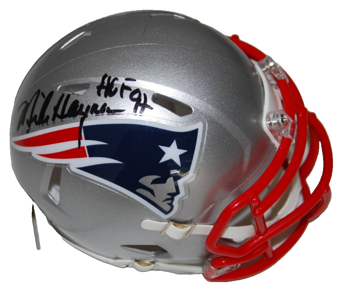 MIKE HAYNES signed (NEW ENGLAND PATRIOTS)  mini football helmet BECKETT BP30401