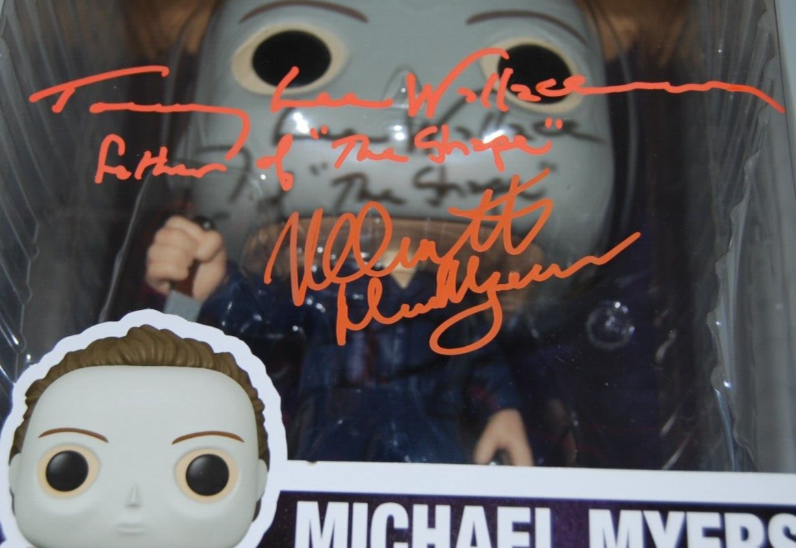 NICK CASTLE & TOMMY LEE WALLACE signed (HALLOWEEN) Jumbo Funko pop #1155 BAS