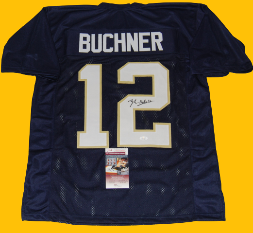 TYLER BUCHNER signed (NOTRE DAME FIGHTING IRISH) Navy jersey JSA Witnessed