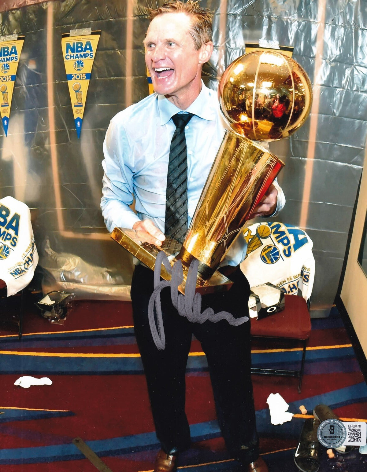 STEVE KERR signed (GOLDEN STATE WARRIORS) Basketball 8X10 photo BECKETT BP09478