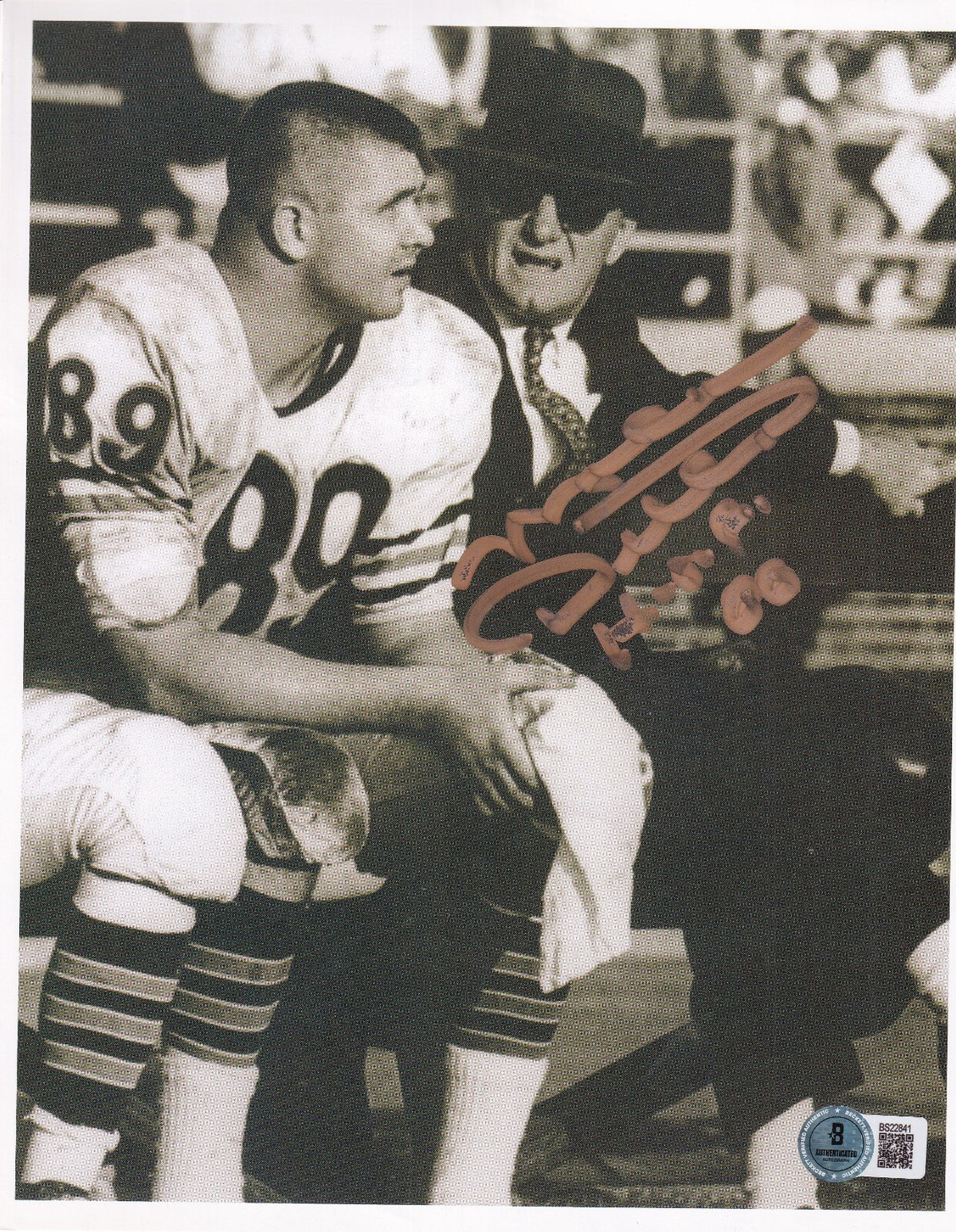 MIKE DITKA signed (CHICAGO BEARS) football 8X10 photo BECKETT BAS BS22841