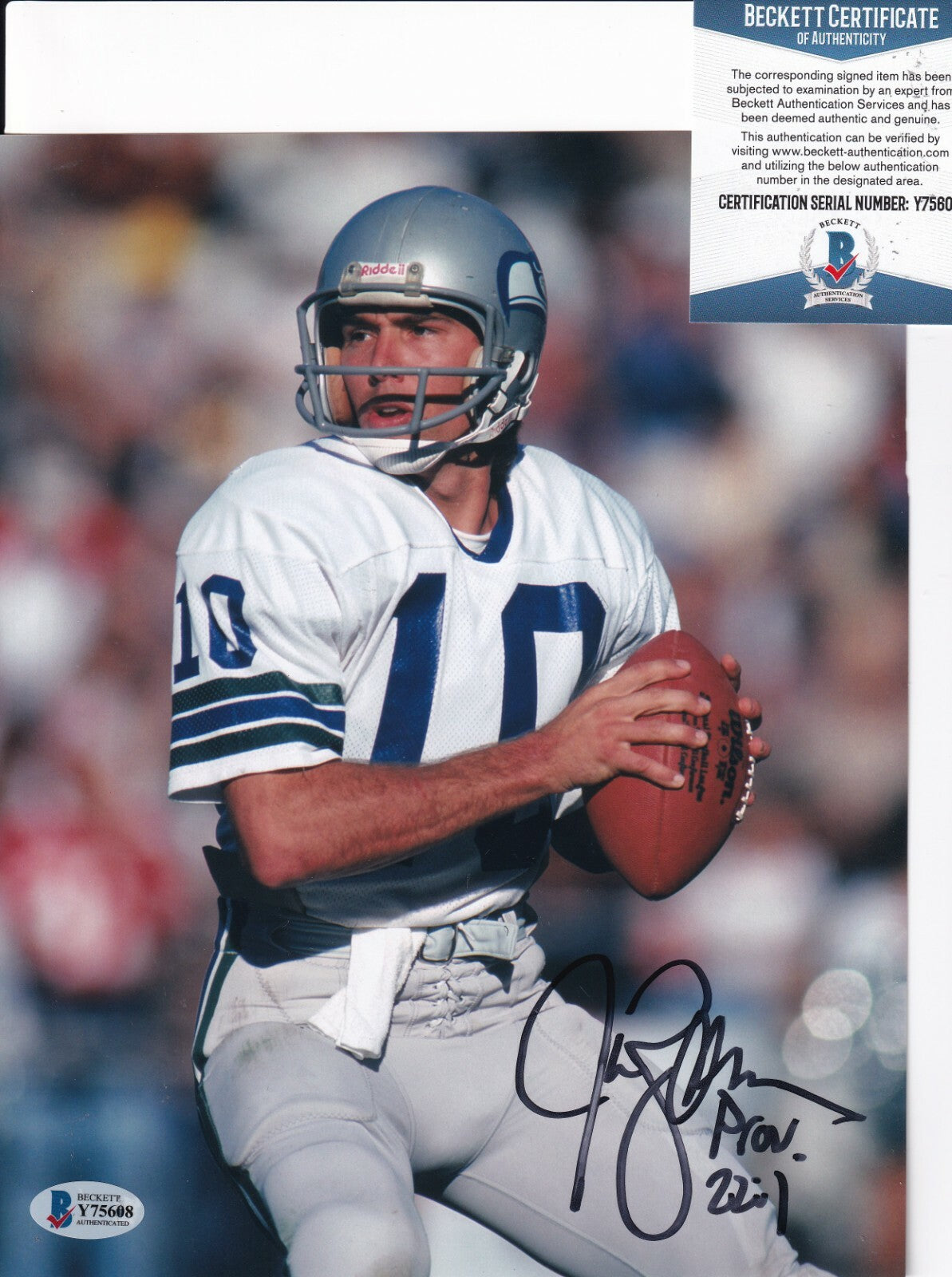 JIM ZORN signed (SEATTLE SEAHAWKS) autographed Football 8X10 BECKETT BAS Y75608