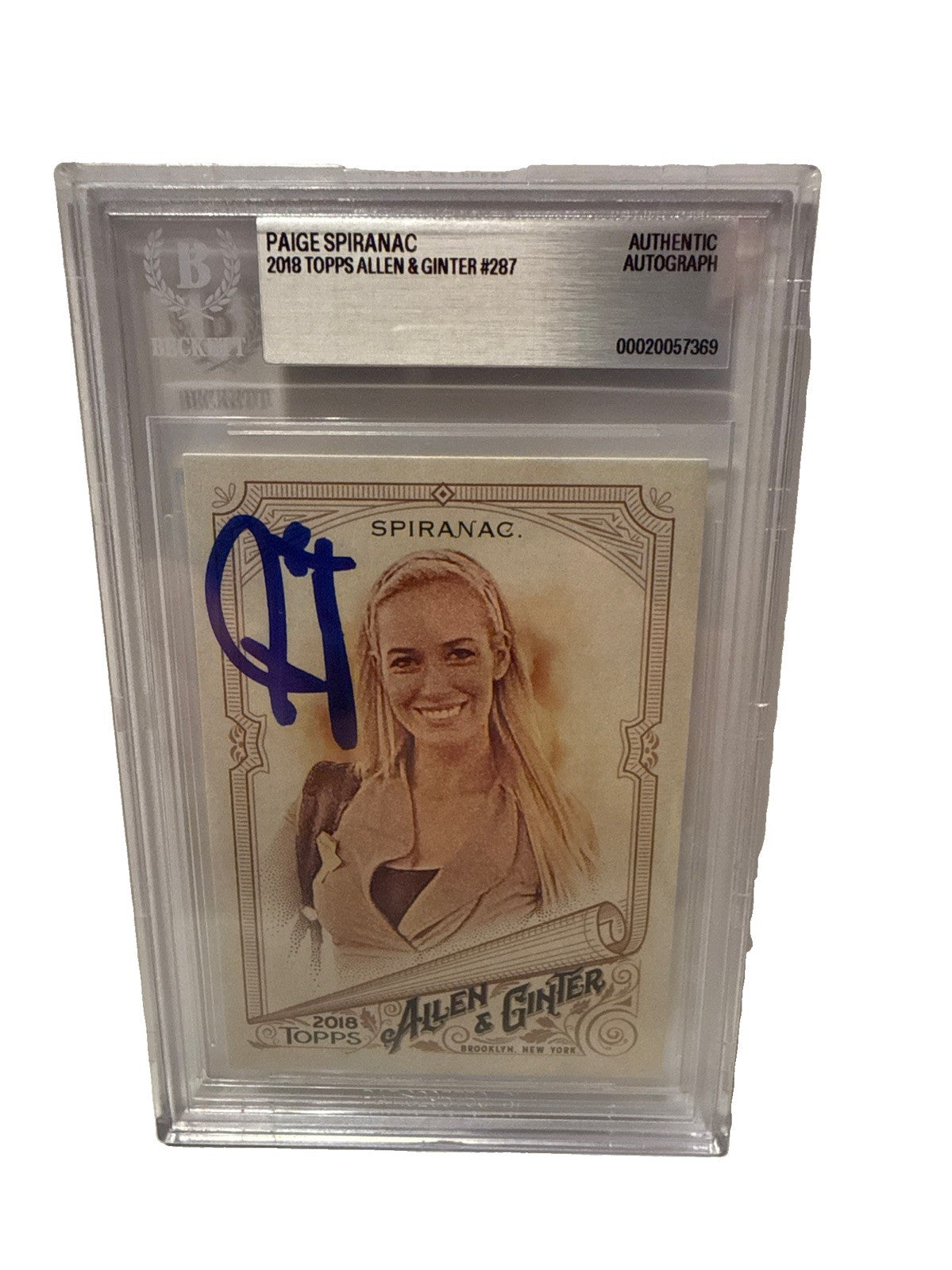 PAIGE SPIRANAC signed 2018 Topps Allen & Ginter Golf Card Beckett 00020057369