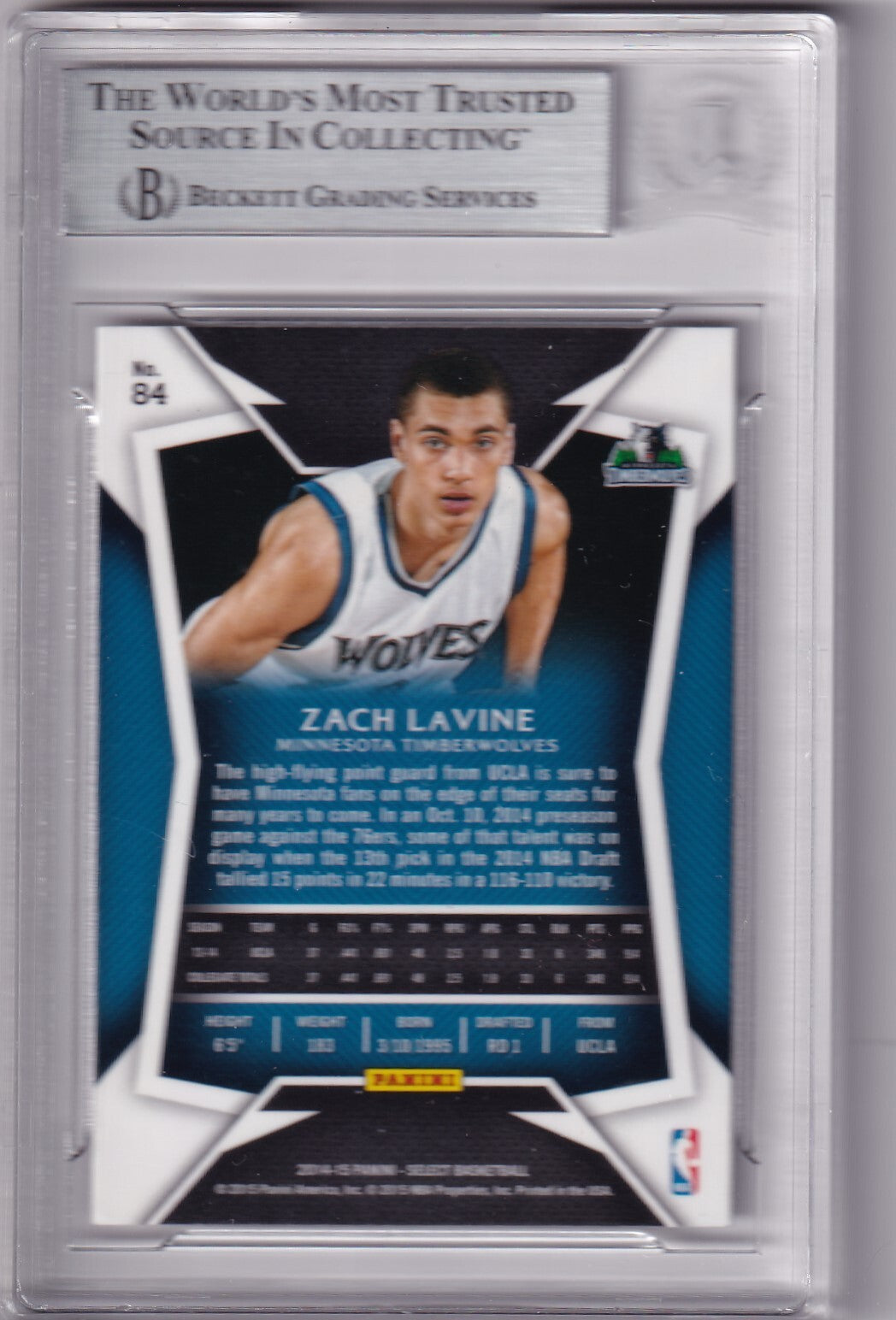 ZACH LAVINE signed (2014-15 SELECT) Rookie BULLS card BECKETT BAS 00016678874