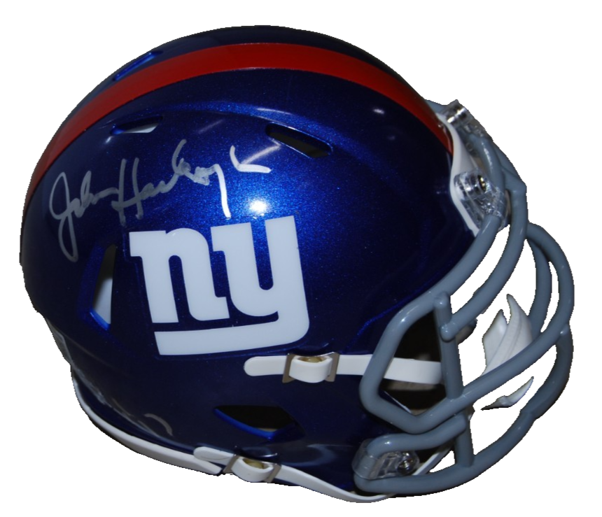 JOHN HARBAUGH signed (NEW YORK GIANTS) mini football helmet BECKETT BW07928