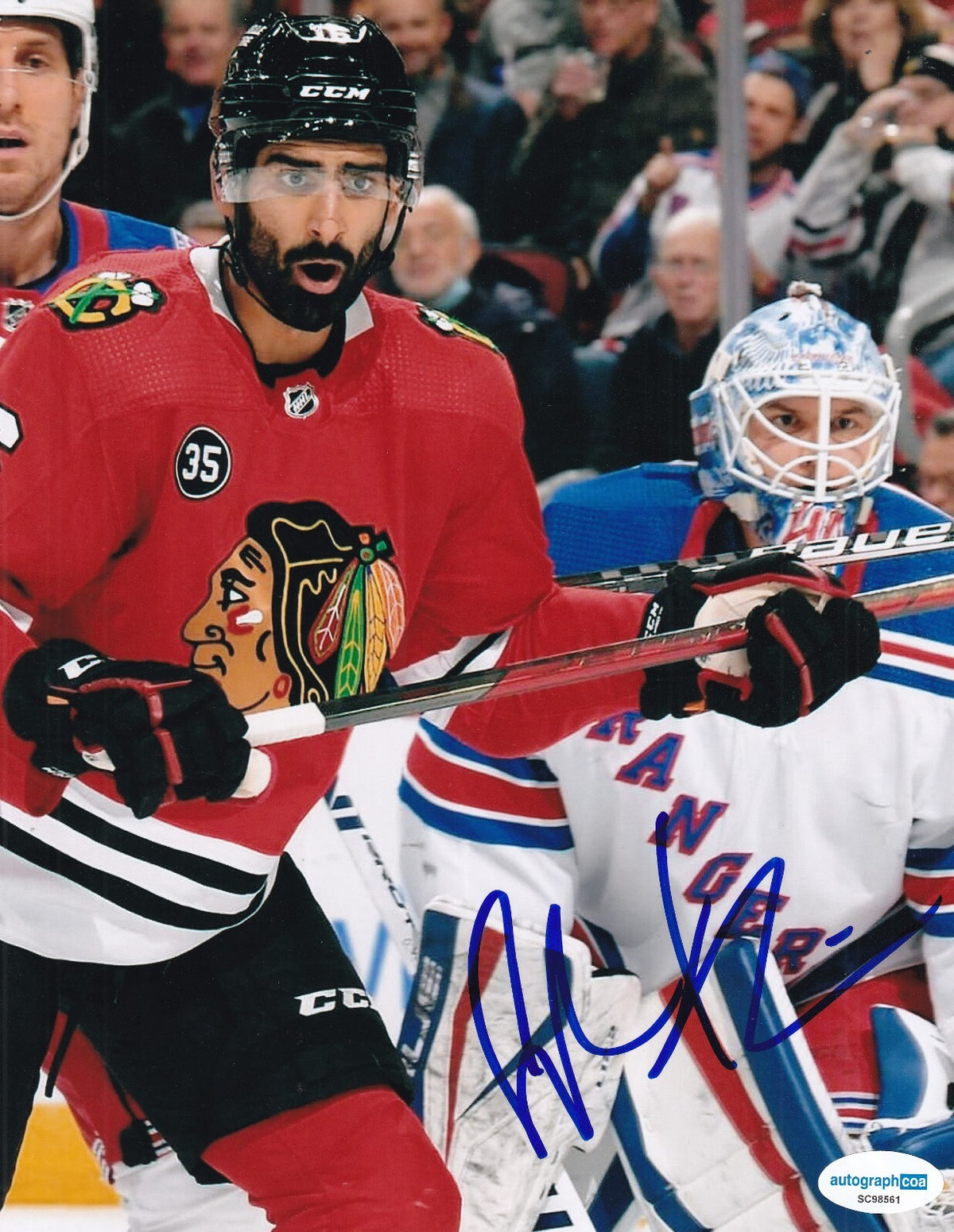 ANDREAS ATHANASIOU signed (CHICAGO BLACKHAWKS) Hockey 8X10 photo ACOA SC98561