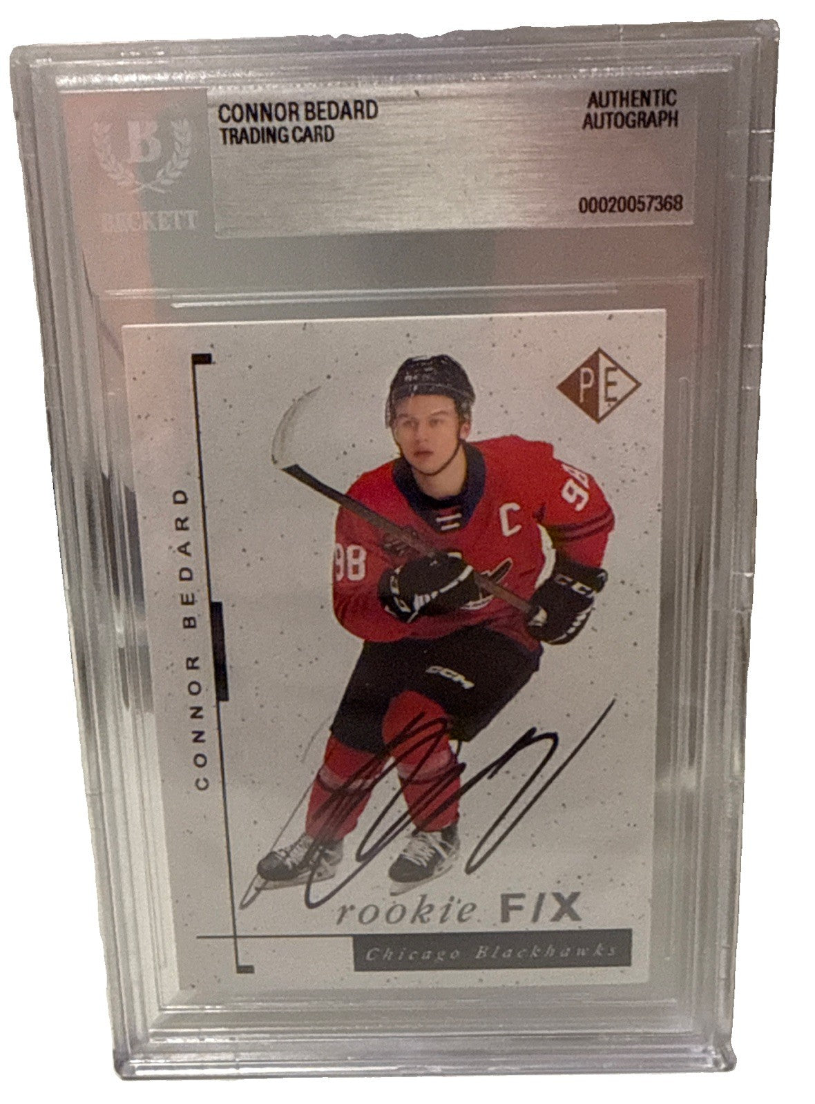 CONNOR BEDARD signed Chicago Blackhawks Prospects Edge 2023 RC Card Beckett