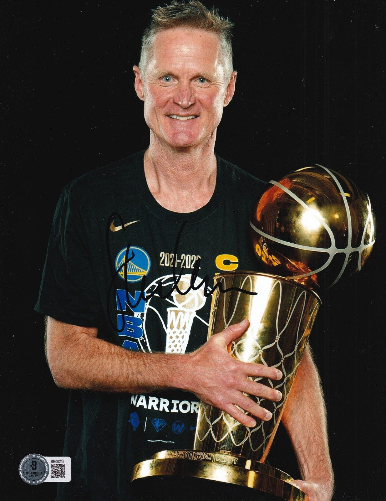 STEVE KERR signed (GOLDEN STATE WARRIORS) Basketball 8X10 photo BECKETT BR00215