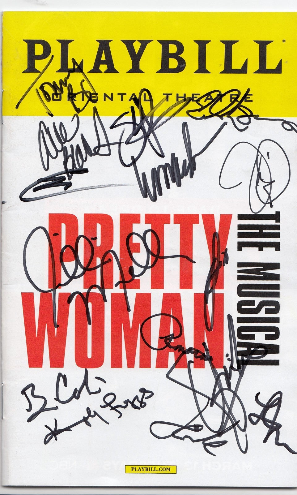 PRETTY WOMAN cast signed (THE MUSICAL) Playbill *BROADWAY* BARKS KAZEE W/COA #1