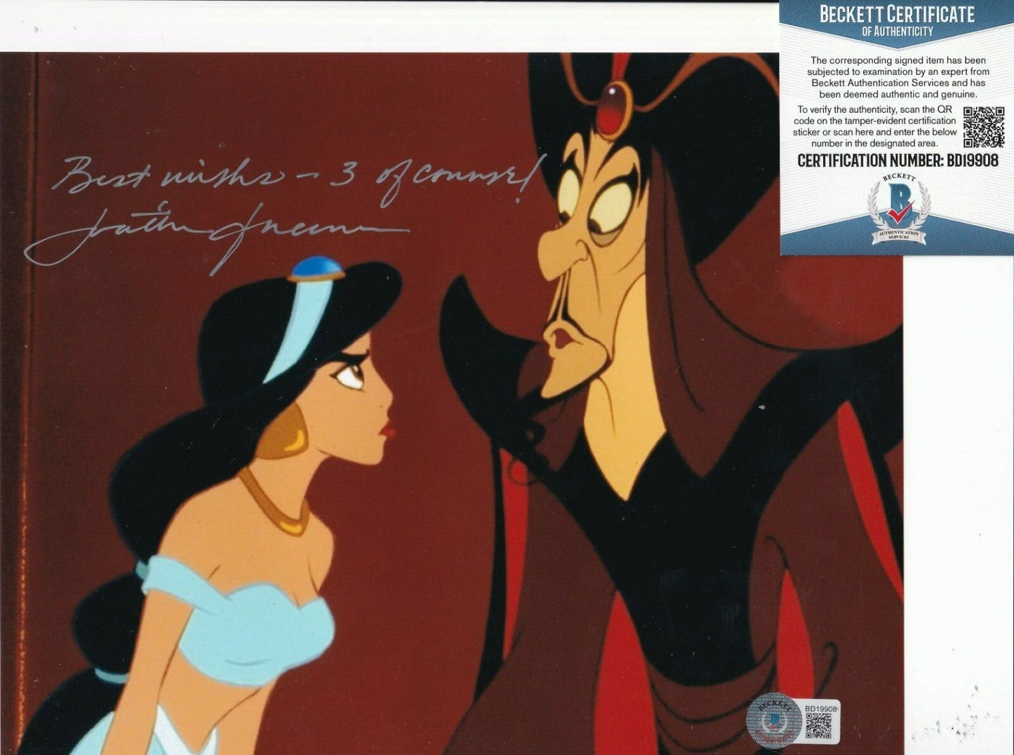 JONATHAN FREEMAN signed (ALADDIN) Jafar movie 8X10 photo BECKETT BAS BD19908