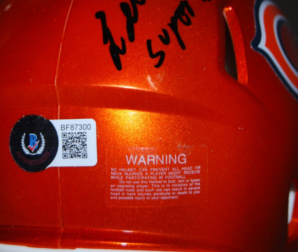 LESLIE FRAZIER signed (CHICAGO BEARS) Flash mini football helmet BECKETT BF87300